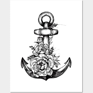 Floral Anchor Posters and Art